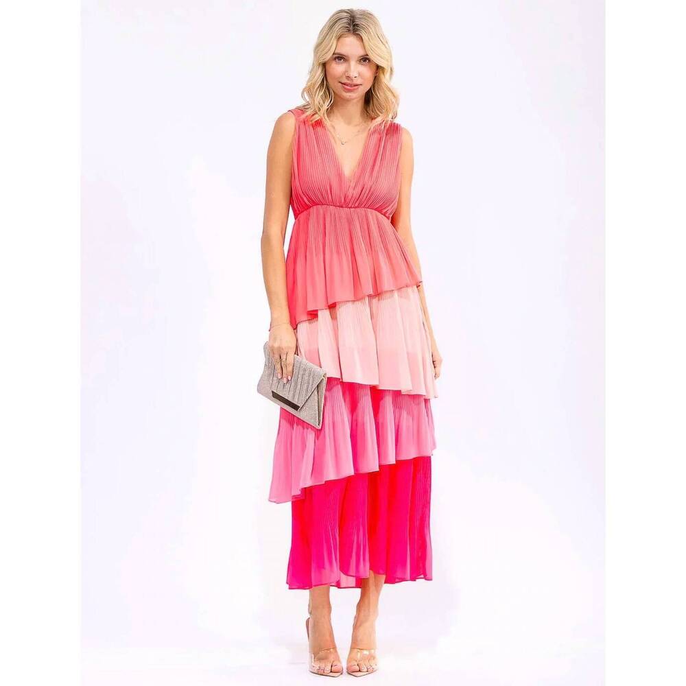 NEW LITTLE SECRET OF MINE tiered colorblock maxi dress in let me blow your mind